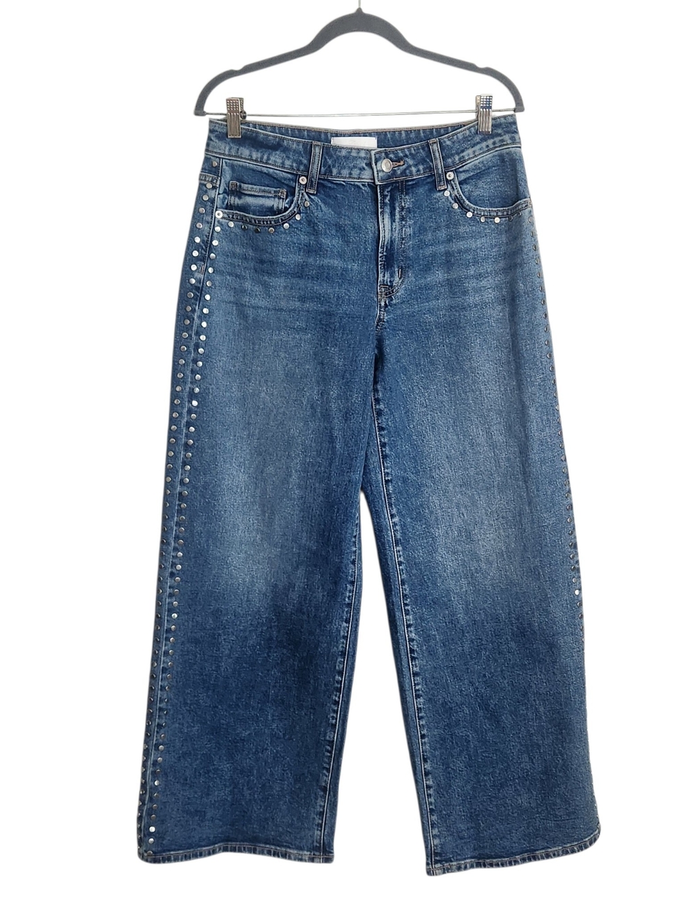 Victoria's Secret PINK Medium Wash Wide Leg Embellished Jeans NWT Size 8